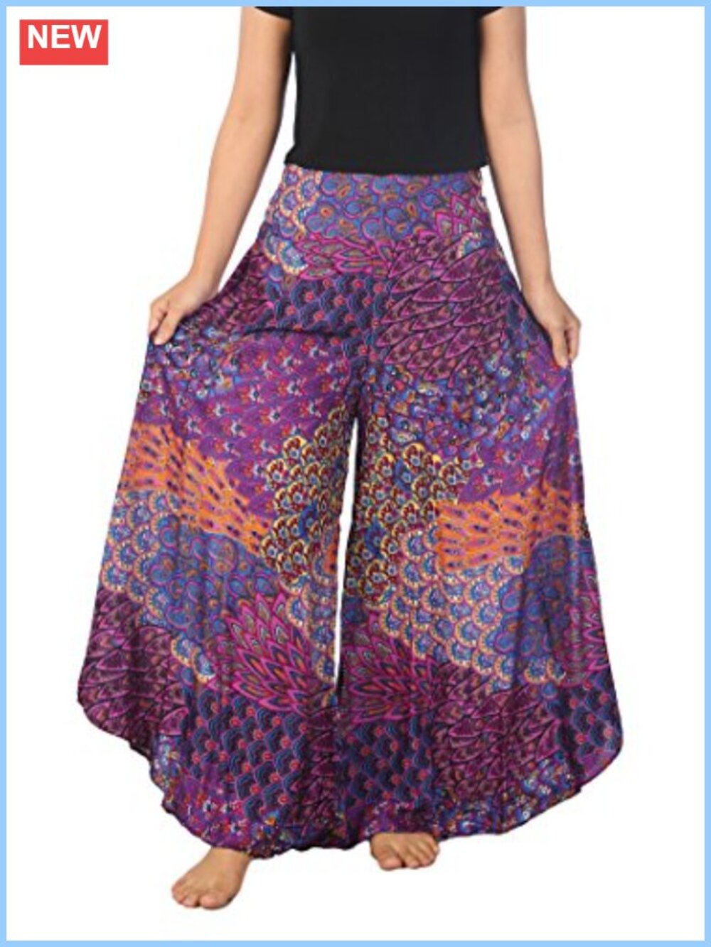 Boho Palazzo Pants Women Wide Leg Rayon Yoga Festival